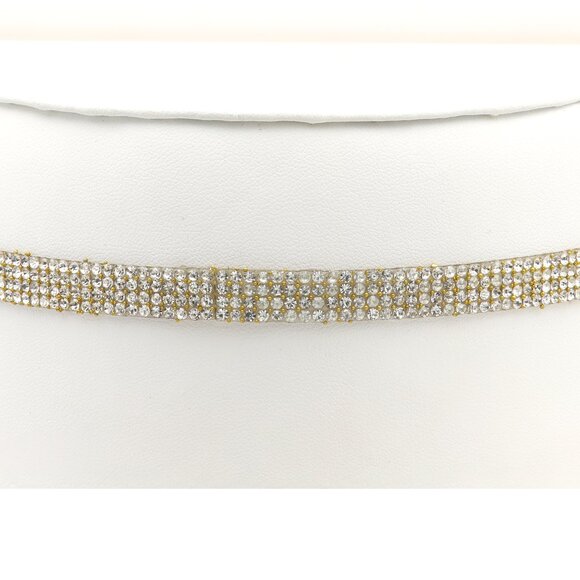 Sparkly White Stones Choker Necklace Adjustable White Rhinestone Chokers  (#70) - Picture 3 of 11